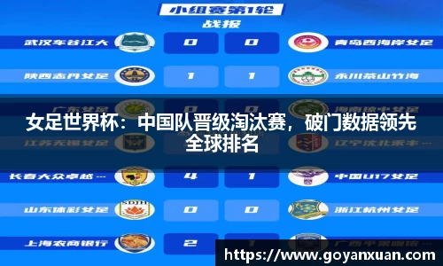 女足世界杯：中国队晋级淘汰赛，破门数据领先全球排名