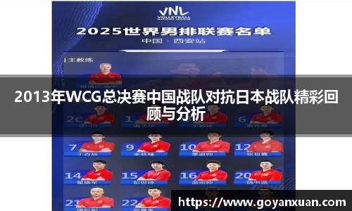 2013年WCG总决赛中国战队对抗日本战队精彩回顾与分析